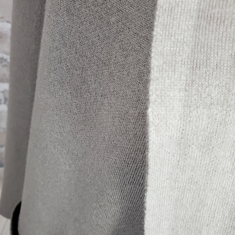 Babaton Fine Merino Wool Cardigan Shawl Collar Taupe Cream Patch Pockets XS - Picture 4 of 10